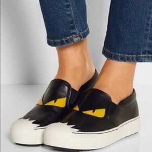fendi monster slip on sneakers
